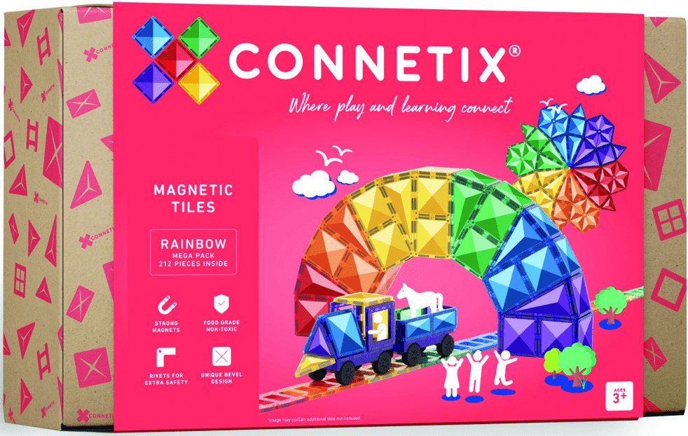 CONNETIX® Magnetic Tiles, Rainbow Mega Pack, 212 Pieces - CONNETIX®