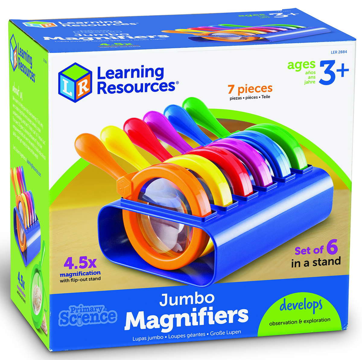 Primary Science Jumbo Magnifiers with Stand, Set of 6 LER2884