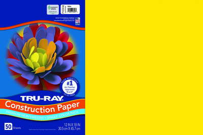Tru-Ray® Fade-Resistant Construction Paper, 12" x 18", Yellow