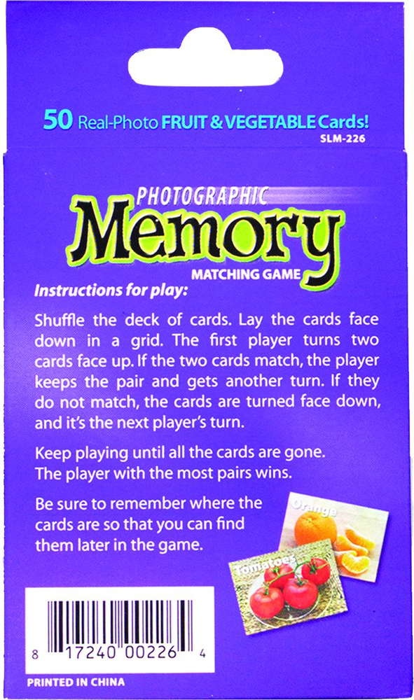 Photographic Memory Matching Game, Fruit & Vegetables SLM226