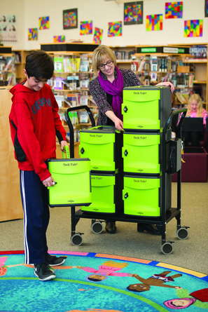 Tech Tub2® Modular Cart with sync and charge USB hub, Holds 32 iPads